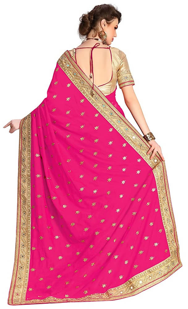 Light Pink Brocade Silk Saree with Unstitched Blouse