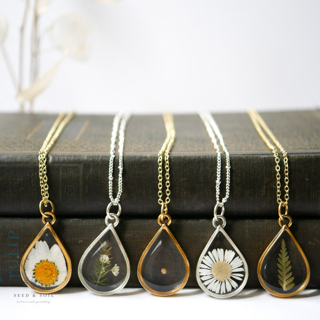 Large Teardrop Botanical Necklace