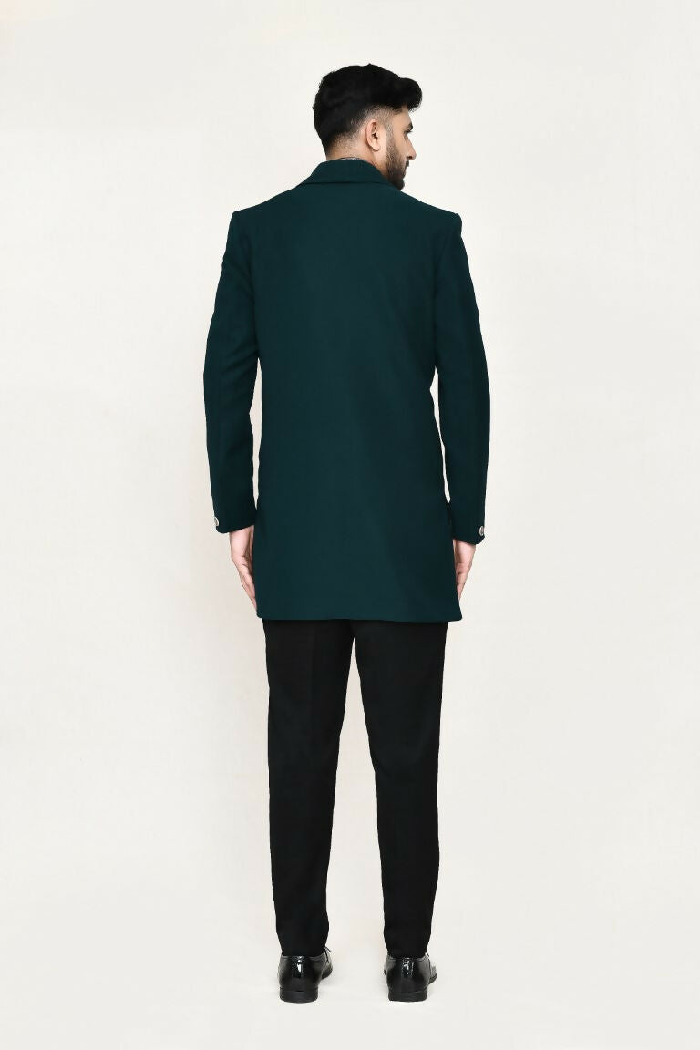 Green Imported Polyester Open Prince Coat and Pant Set