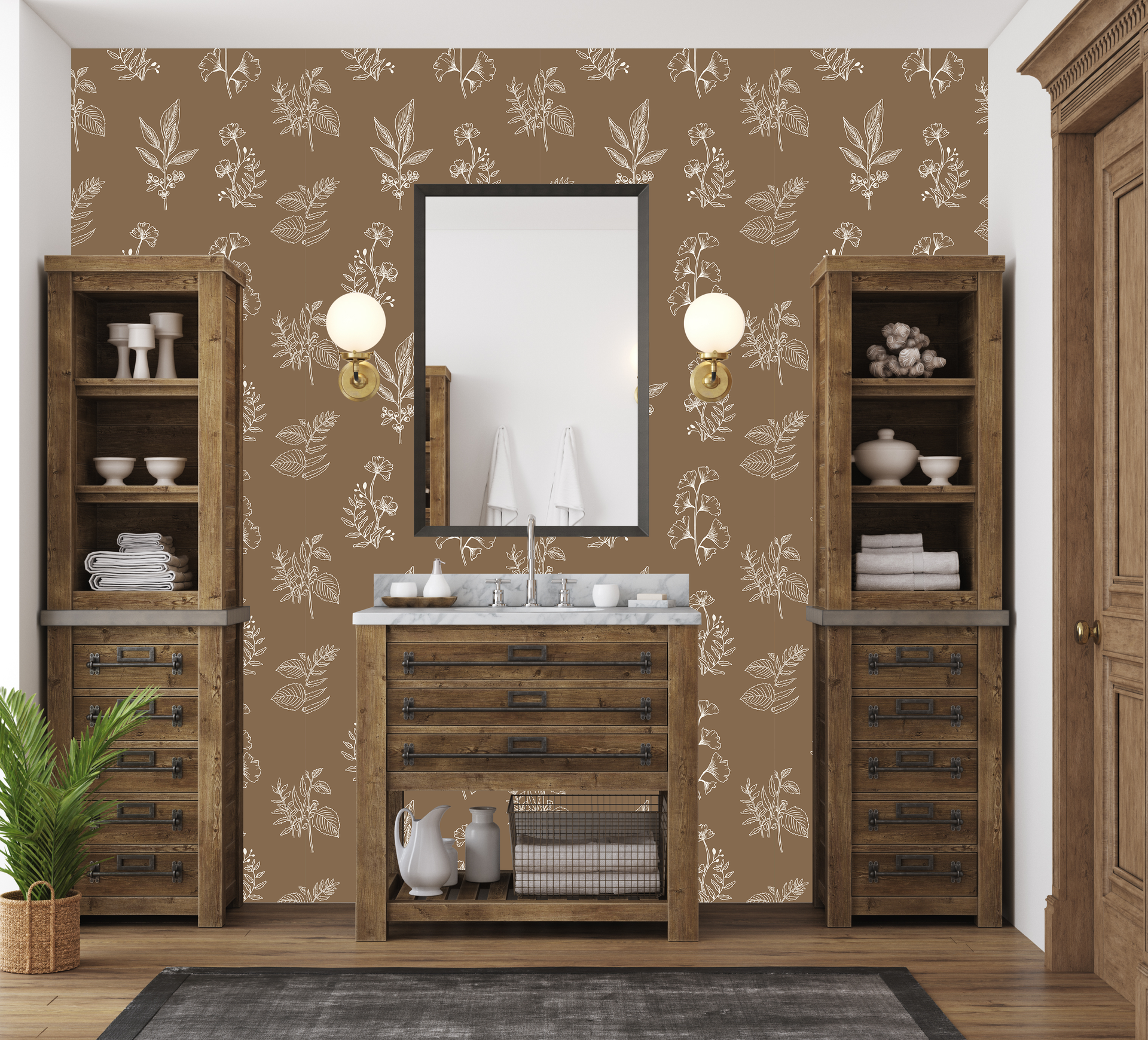 Luca Botanical Floral Removable Wallpaper in Green and Pink