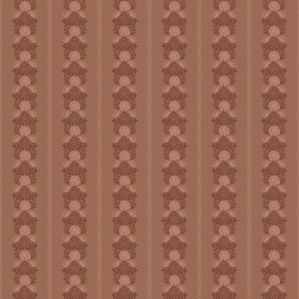 Lucia Floral Wallpaper in Grey, Beige, Terracotta and Gold