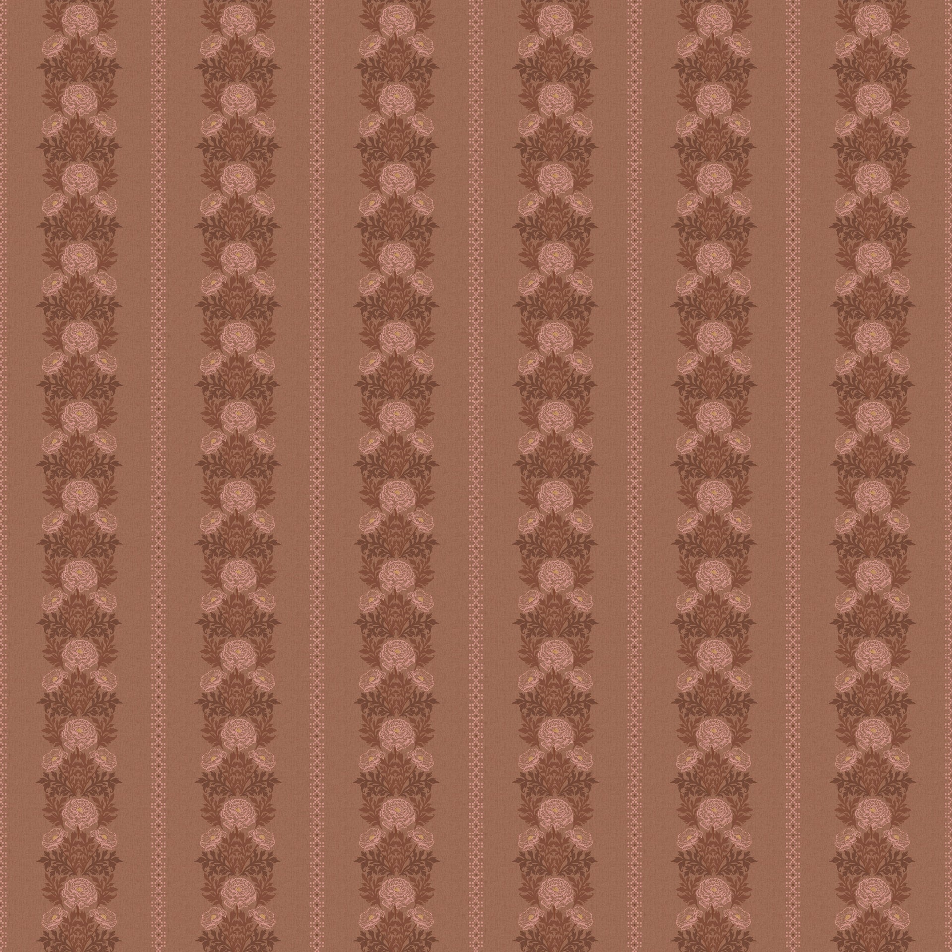 Lucia Floral Wallpaper in Grey, Beige, Terracotta and Gold