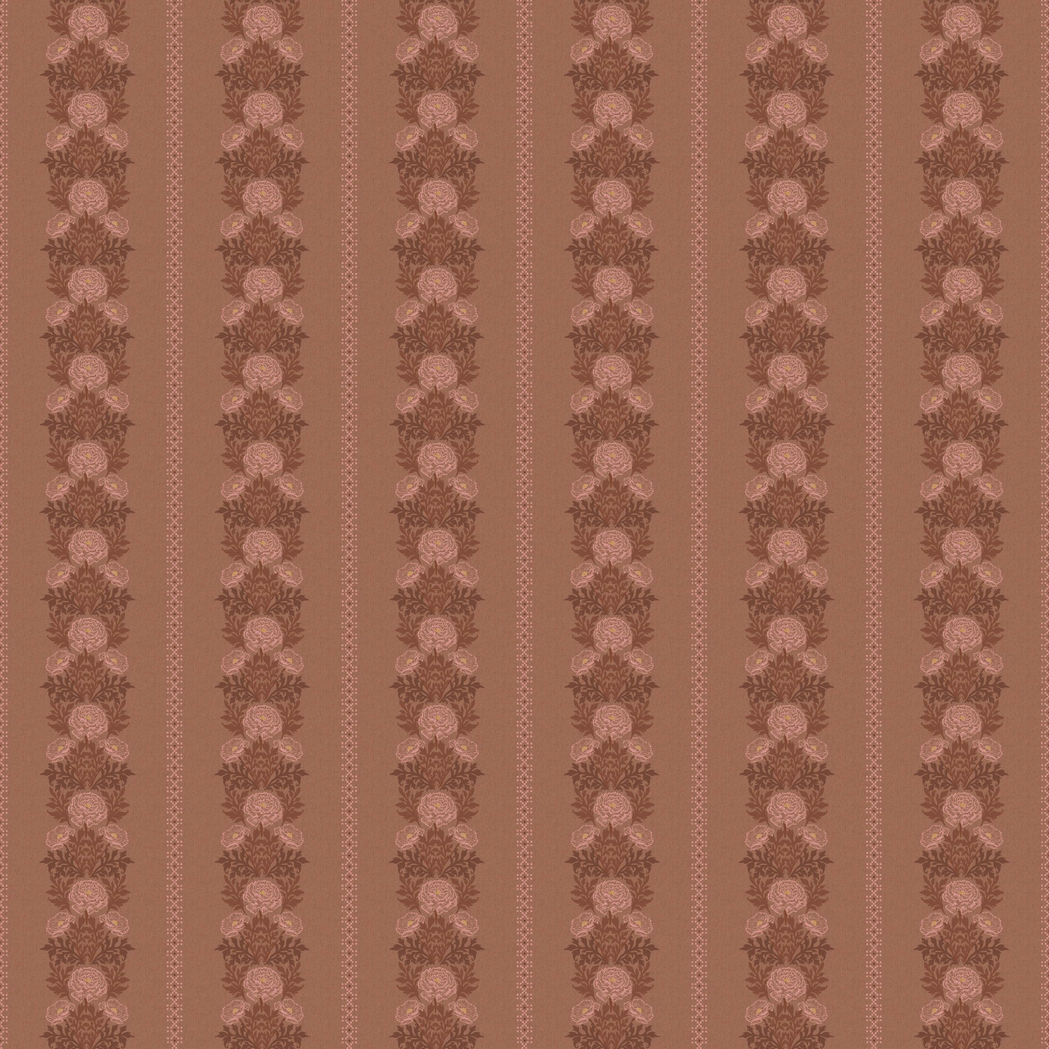 Lucia Floral Wallpaper in Grey, Beige, Terracotta and Gold