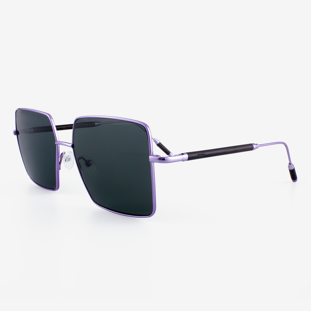 Lucie Oversized Square Sunglasses with Metal and Wood Accents