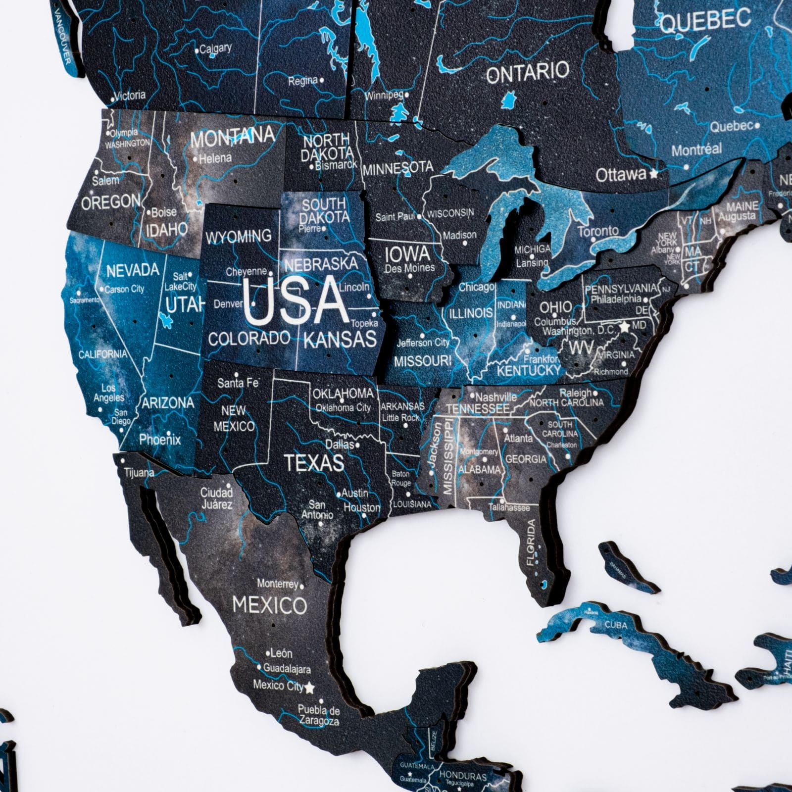 3D Luminous Wooden World Map Space - Modern Glow-in-Dark Wall Art
