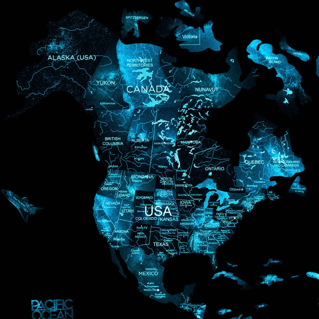 3D Luminous Wooden World Map Space - Modern Glow-in-Dark Wall Art