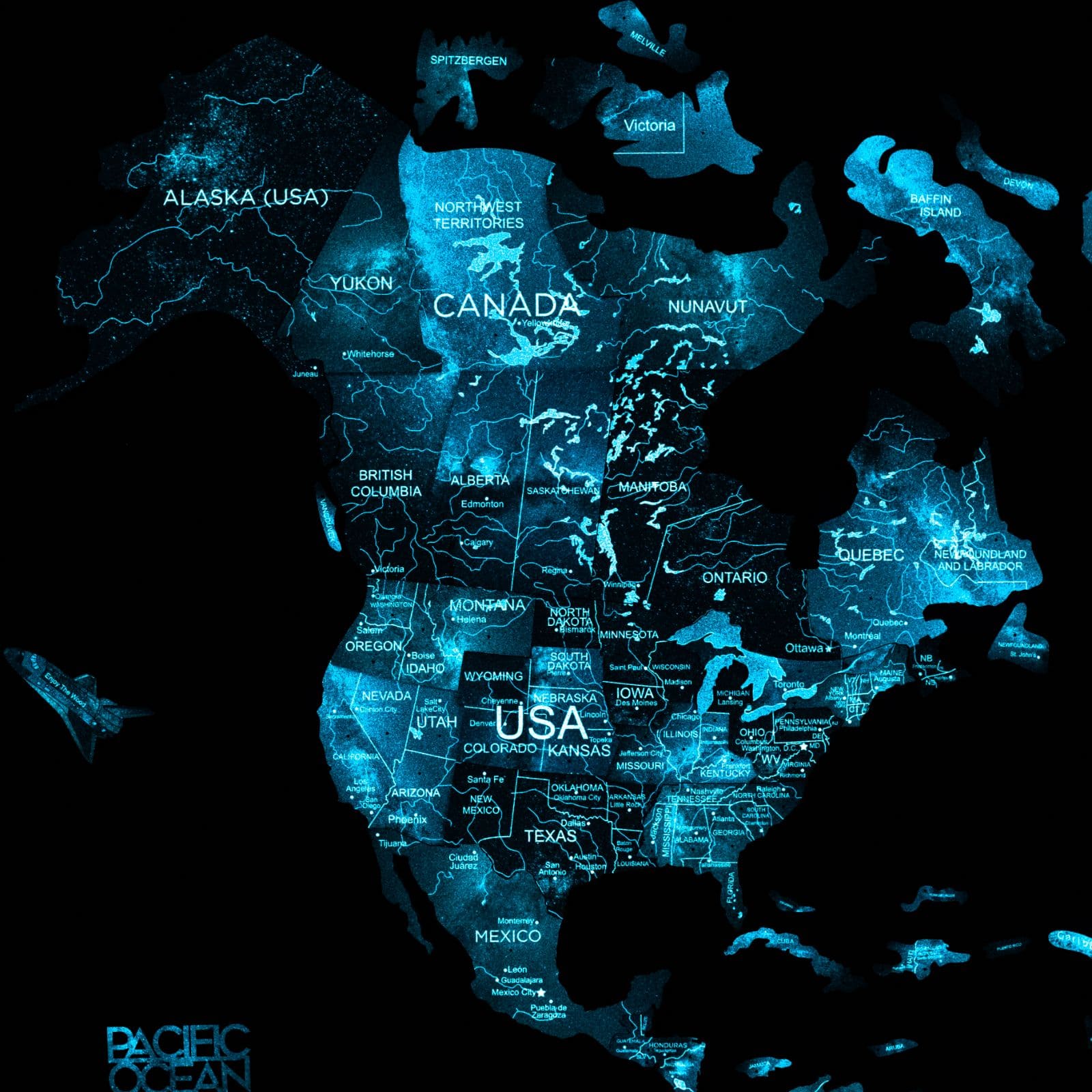 3D Luminous Wooden World Map Space - Modern Glow-in-Dark Wall Art