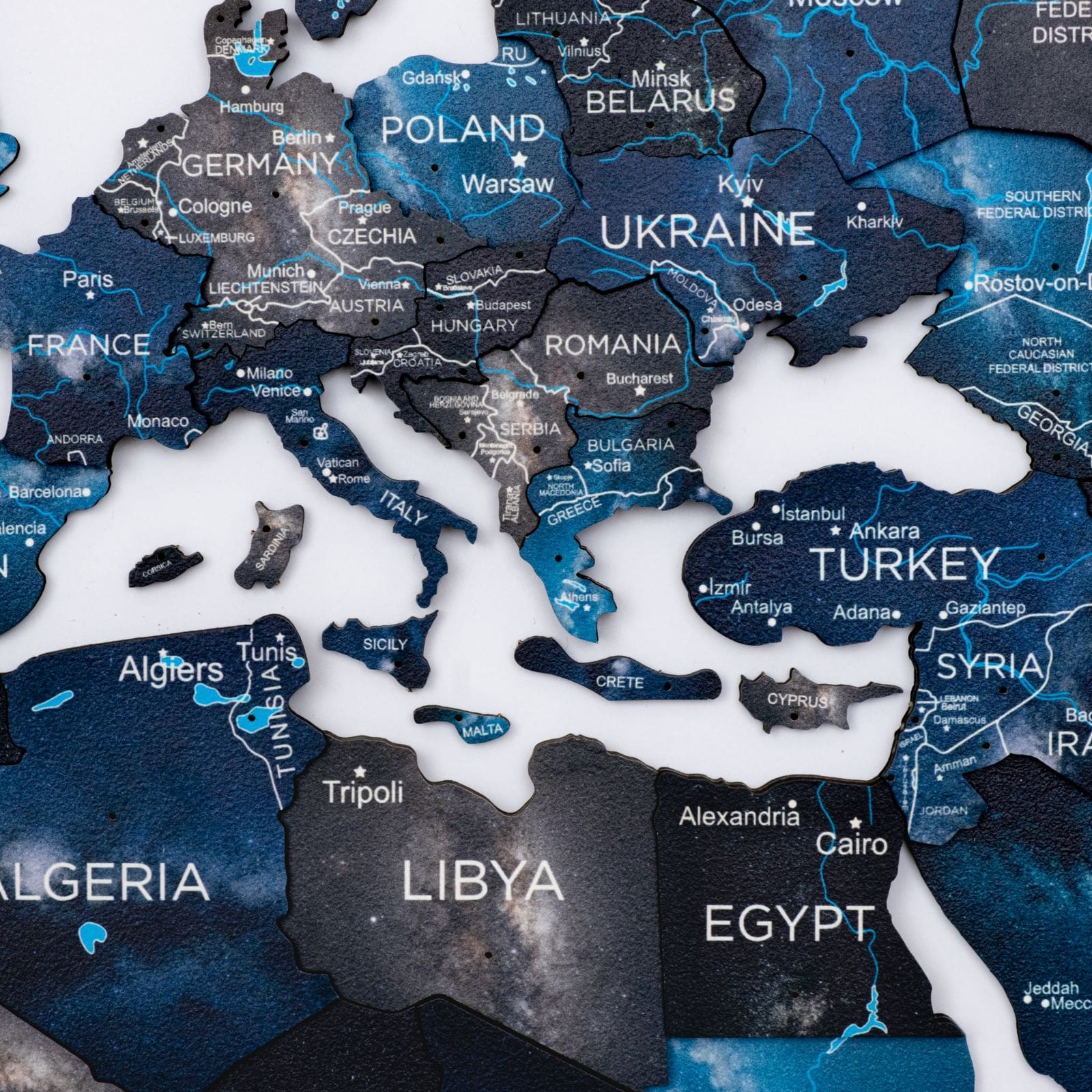 3D Luminous Wooden World Map Space - Modern Glow-in-Dark Wall Art
