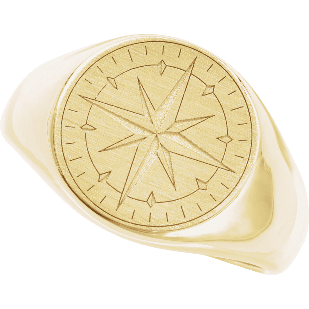 Compass Signet Ring in 14K Gold