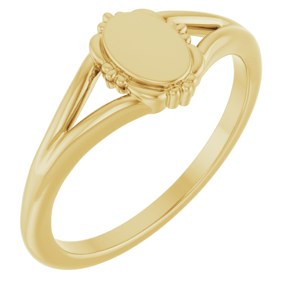 Héritage Vintage Engravable Signet Ring in Solid Gold