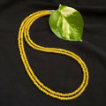 A two-layer yellow agate bead necklace with a polished silver finish.