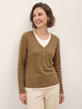 Lyocell Wool Layered Look Button Placket Top SABRINE