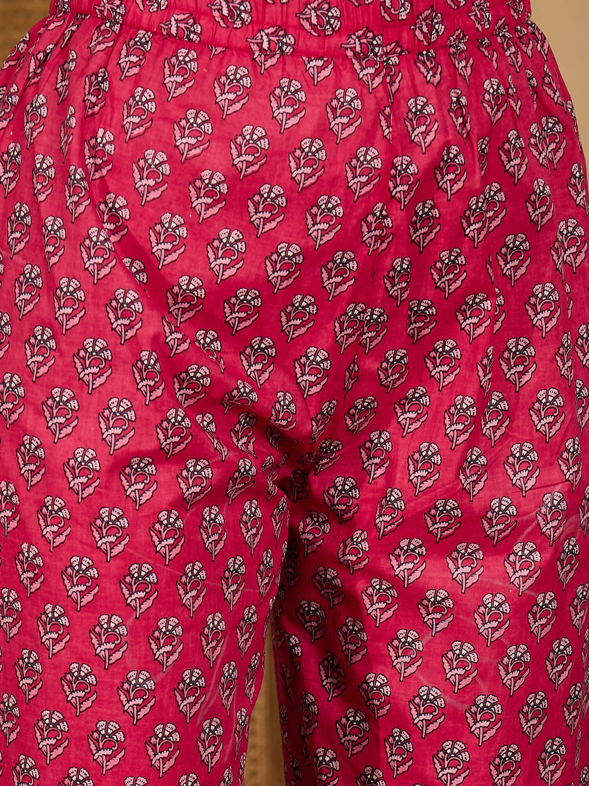 Women's Printed Pink Pure Cotton Kurta Set