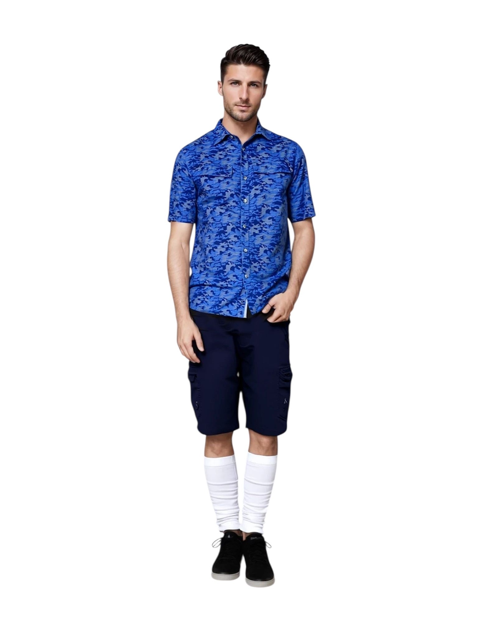 Men's Blue Dot Camo UV Performance Vented Fishing Shirt - Image 3