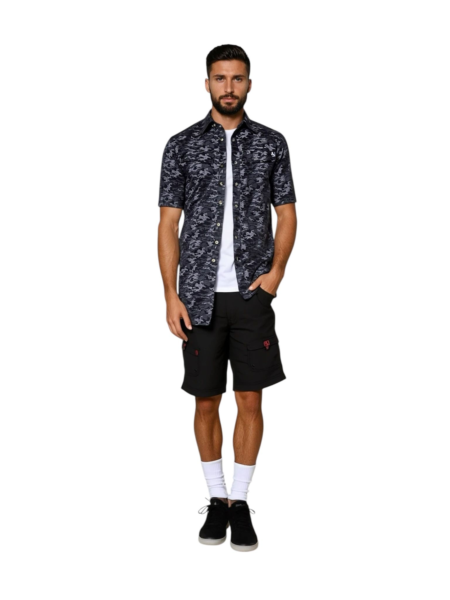 Men's Blue Dot Camo UV Performance Vented Fishing Shirt - Image 6