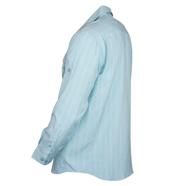 Mens Sealand Long Sleeve UV Vented Fishing Shirt Blue Check - Image 5