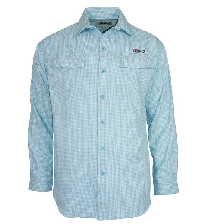 Mens Sealand Long Sleeve UV Vented Fishing Shirt Blue Check - Image 4