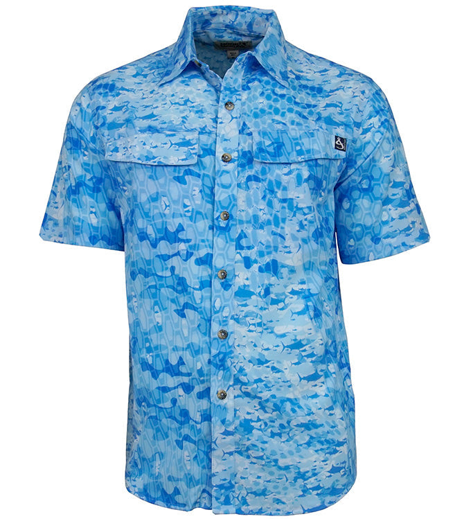 Men's Fishtek UV Performance Vented Fishing Shirt Blue - Image 3