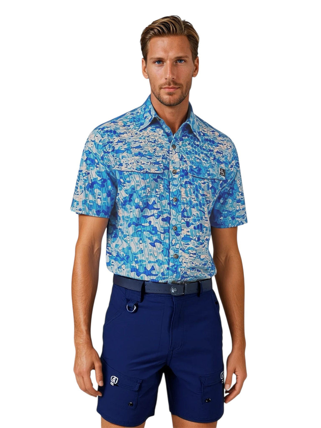 Men's Fishtek UV Performance Vented Fishing Shirt Blue - Image 4