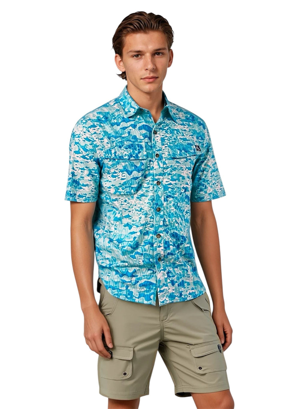 Men's Fishtek UV Performance Vented Fishing Shirt Blue - Image 2