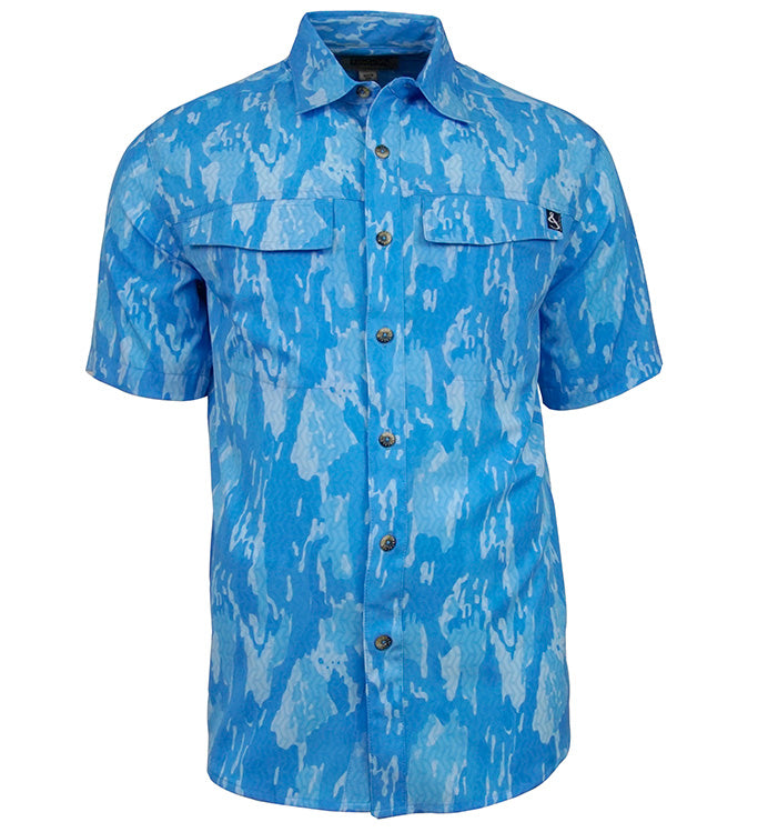 Men's Geo Camo Performance Vented Short Sleeve Fishing Shirt
