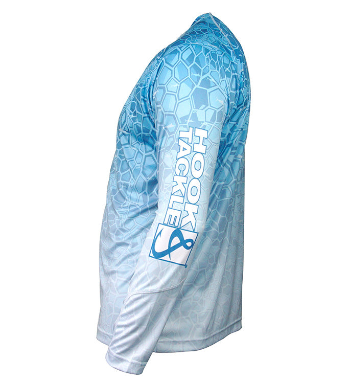 Men's Marlin Hex Long Sleeve UV Protection Fishing Shirt Blue - Image 3