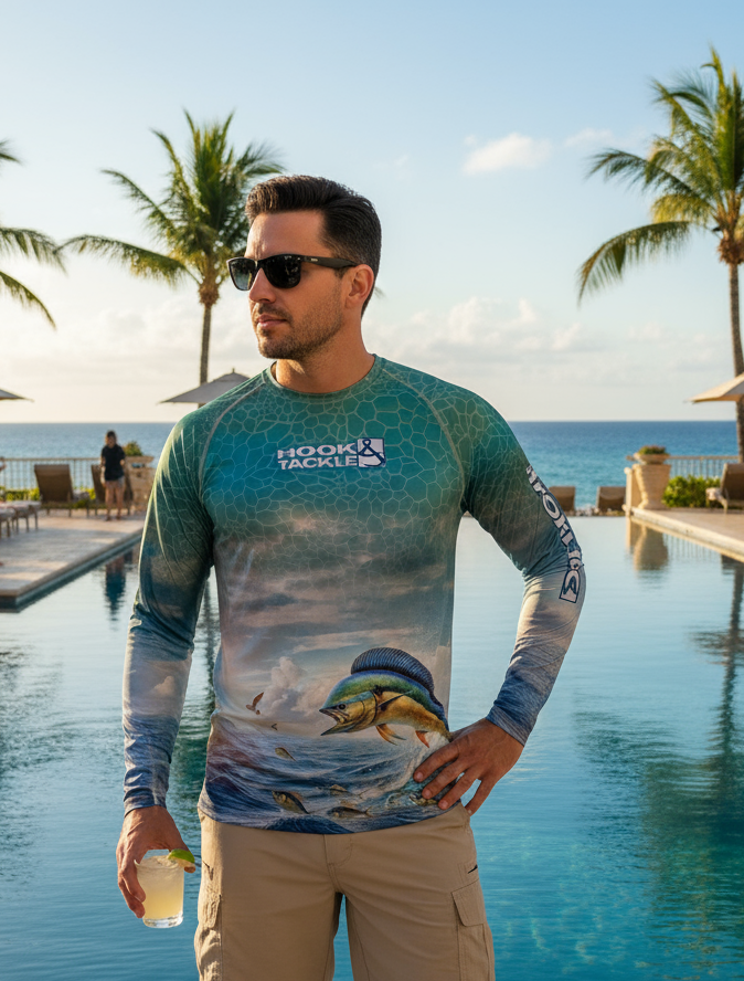 Men's Bull Dolphin Long Sleeve UV Protection Fishing Shirt - Image 4