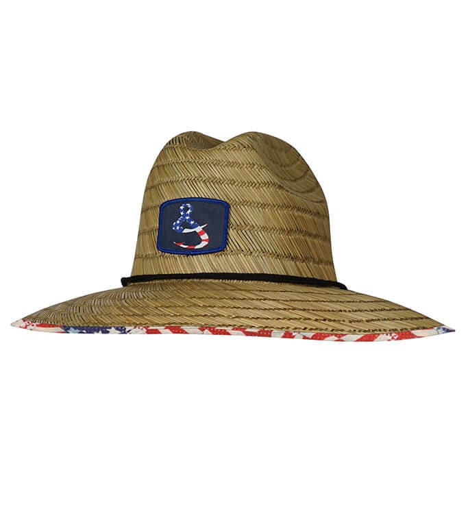 American Flag Lifeguard Straw Hat with Stretch Fit