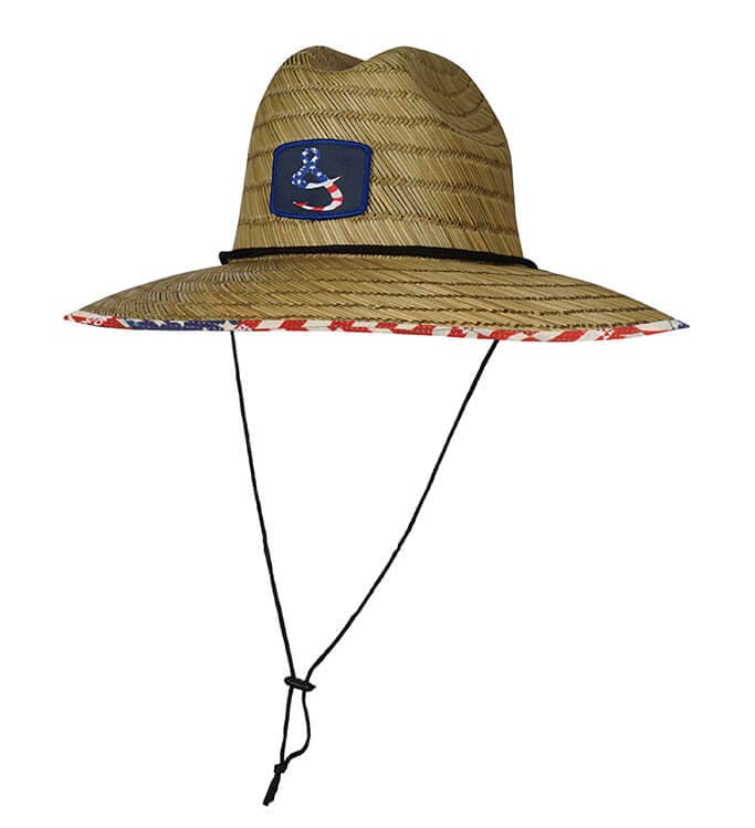 American Flag Lifeguard Straw Hat with Stretch Fit
