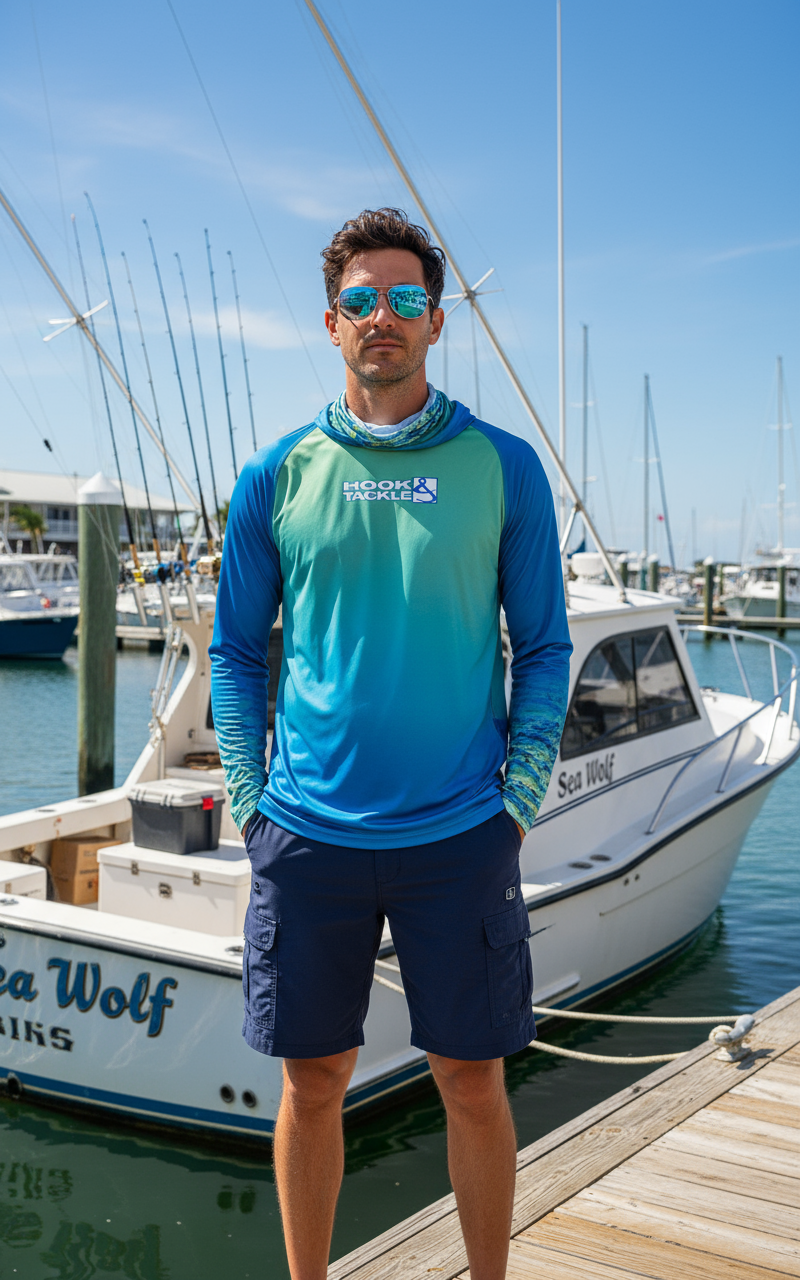 Mahi Camo UV Performance Fishing Hoodie with Built-In Gaiter - Image 2