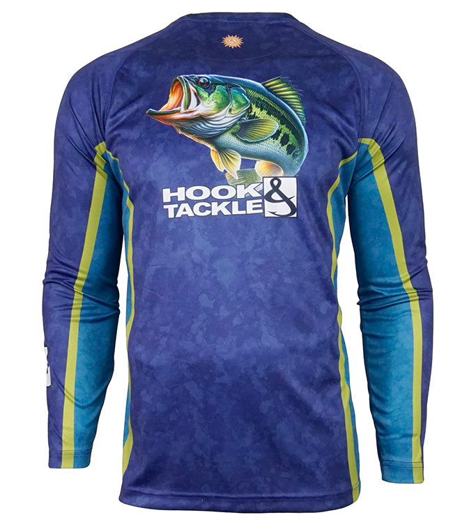 Men's Bass Camo Long Sleeve UV Protection Fishing Shirt