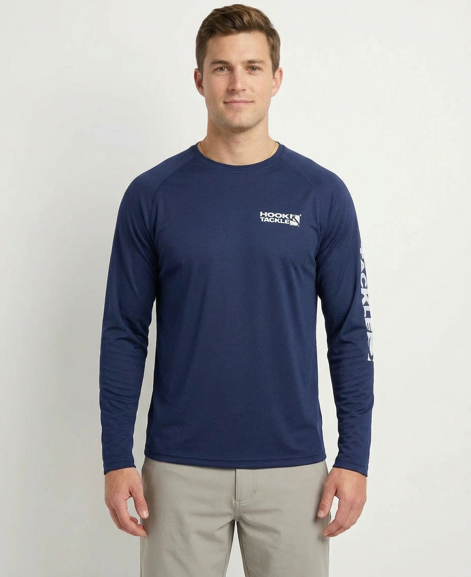 Men's Seamount Long Sleeve UV Performance Fishing Shirt Navy - Image 2