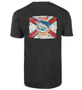 Mens grey charcoal fishing t-shirt with Florida flag and marlin graphic on back