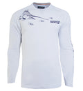 Men's white long sleeve performance fishing shirt by Hook & Tackle with marlin graphic