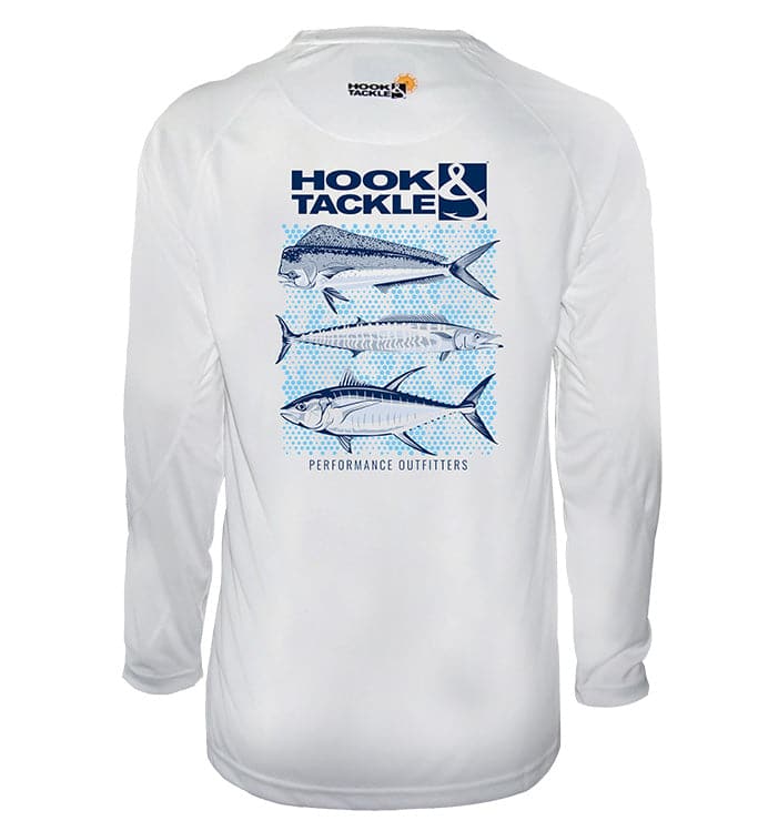 Three's Company Long Sleeve UV Performance Fishing Shirt White