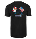 Men's Flamerica fishing t-shirt featuring crossed fishing rods with US and Florida flag design