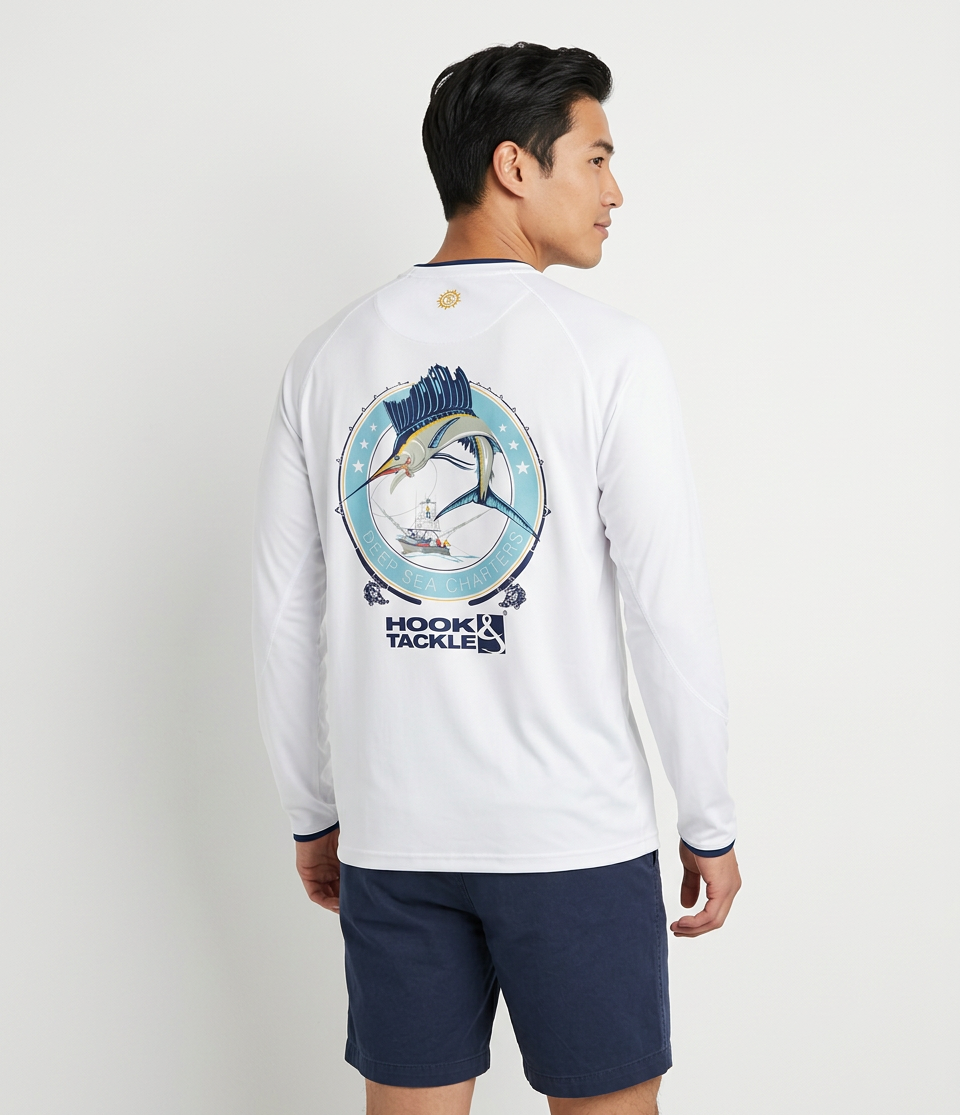 Men's Long Sleeve UV Protection Sailfish Graphic Fishing Shirt