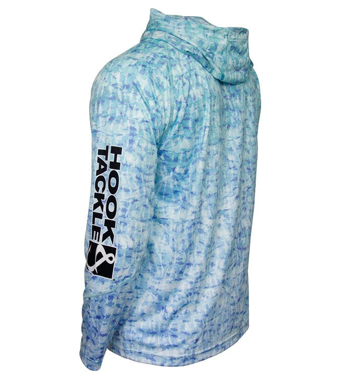 Men's Fish Shadows Blue UV Protection Performance Fishing Hoodie - Image 4