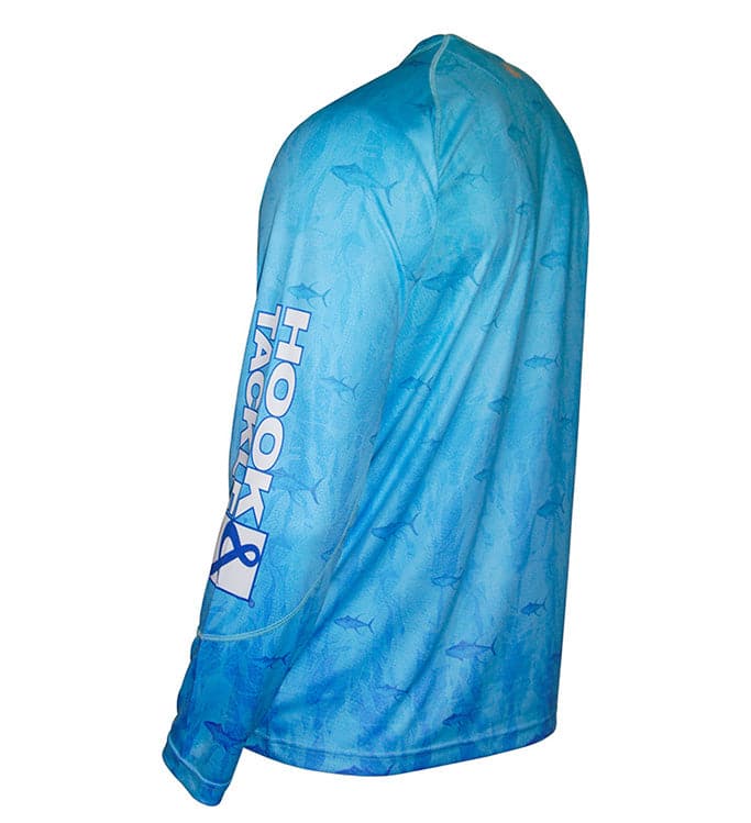 Men's Blue Tuna Texture Long Sleeve UV Protection Fishing Shirt - Image 3
