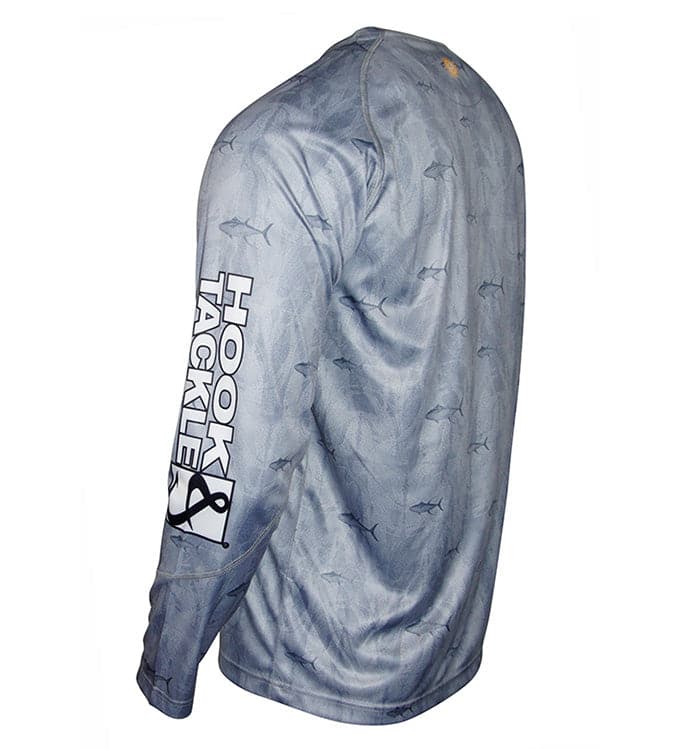 Men's Blue Tuna Texture Long Sleeve UV Protection Fishing Shirt - Image 5