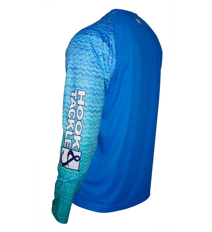 Youth Gradient Waves Long Sleeve UV Performance Fishing Shirt - Image 2