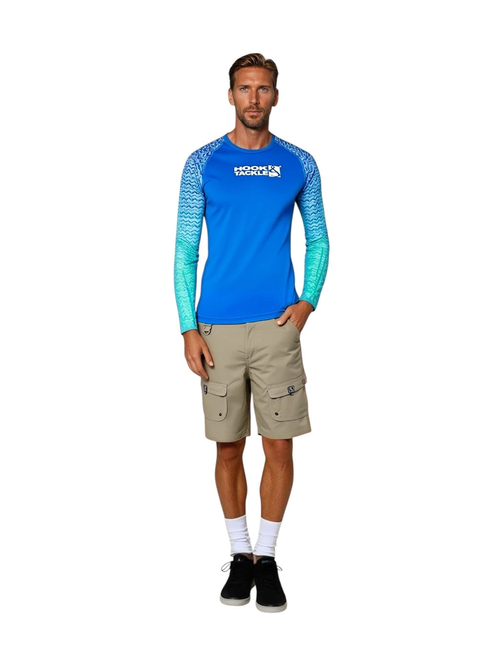Men's Gradient Waves Long Sleeve UV Performance Fishing Shirt - Image 2