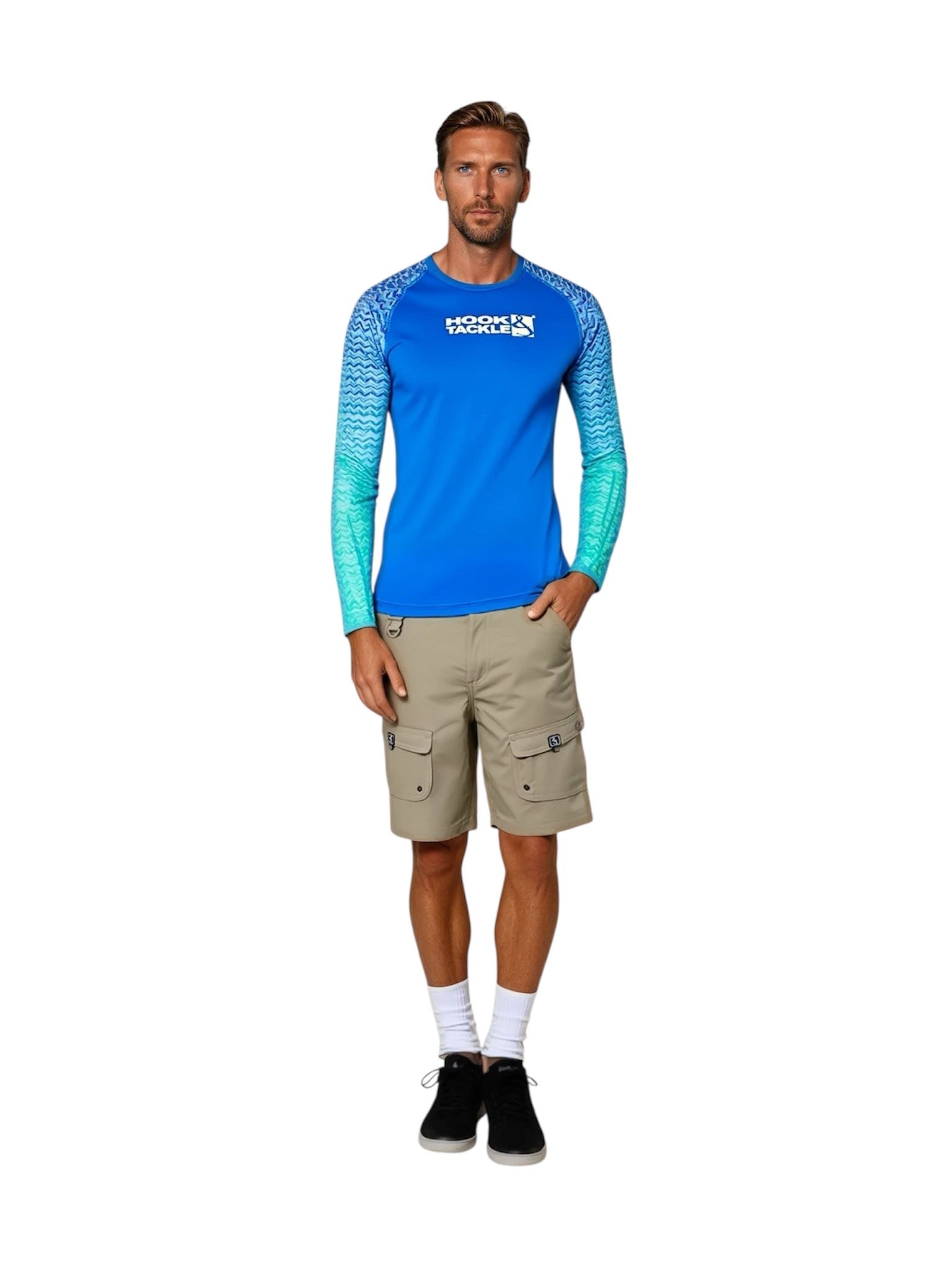 Men's Gradient Waves Long Sleeve UV Performance Fishing Shirt - Image 2