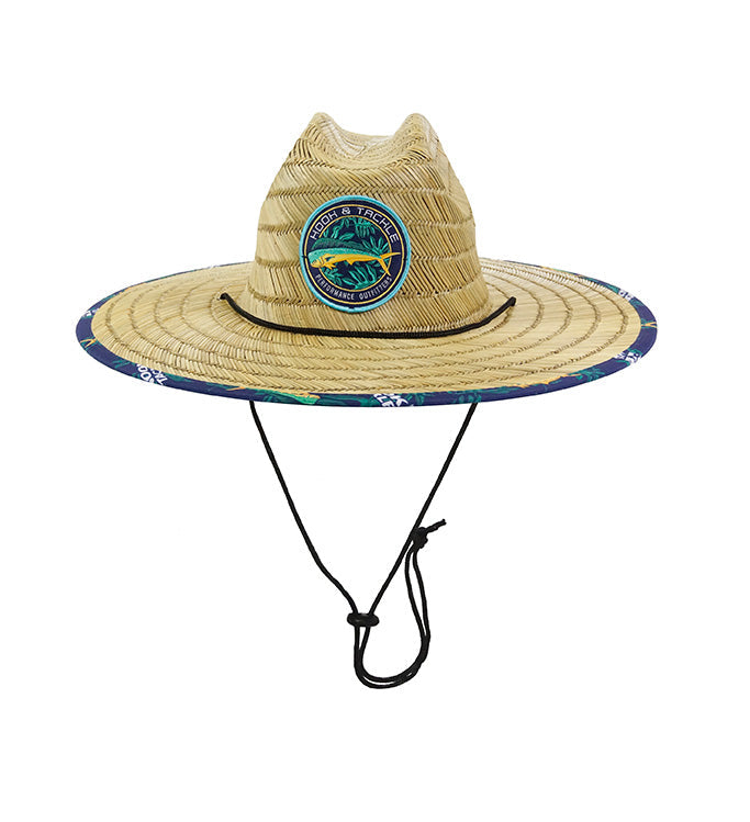 Mahi Mahi Tropics Straw Lifeguard Hat with Underbrim Print