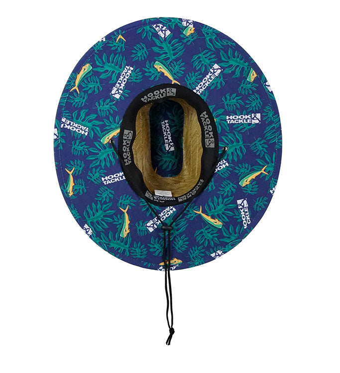 Mahi Mahi Tropics Straw Lifeguard Hat with Underbrim Print