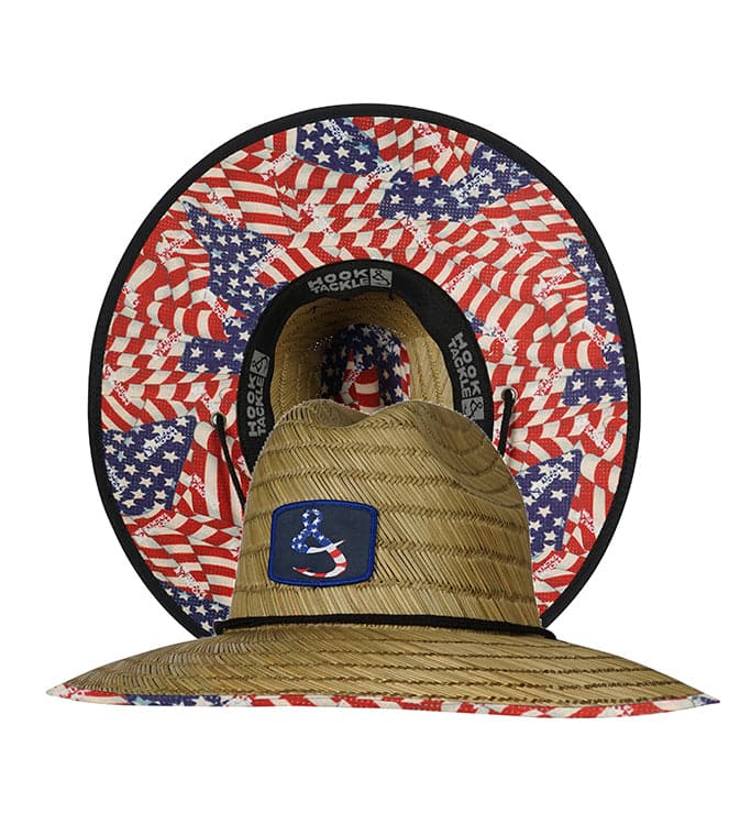 American Flag Lifeguard Straw Hat with Stretch Fit