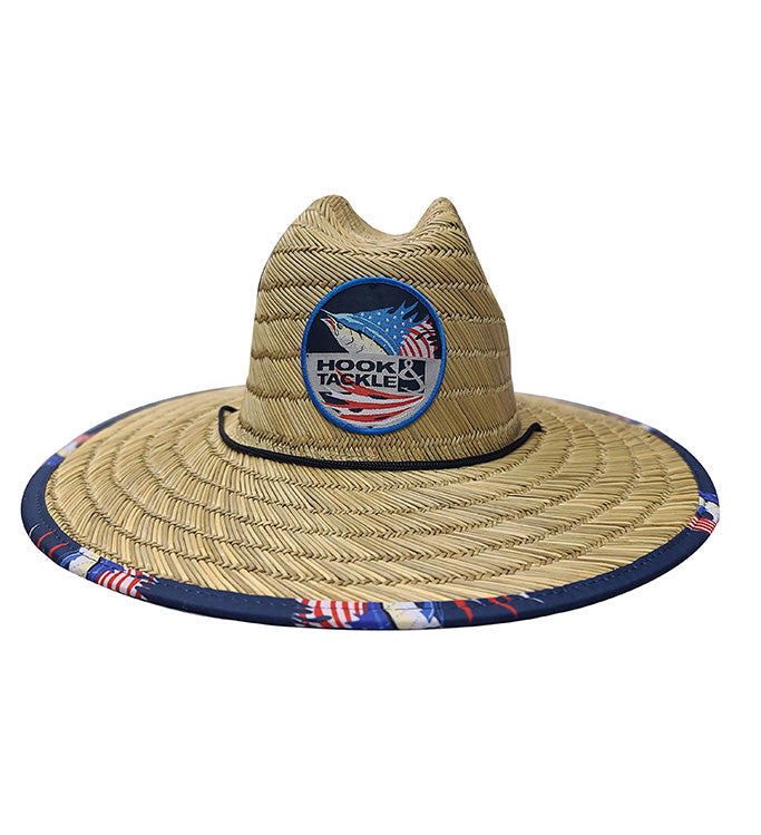 Sails & Stripes Premium Straw Lifeguard Hat with Patriotic Print - Image 2