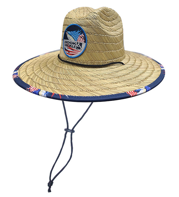 Sails & Stripes Premium Straw Lifeguard Hat with Patriotic Print - Image 3
