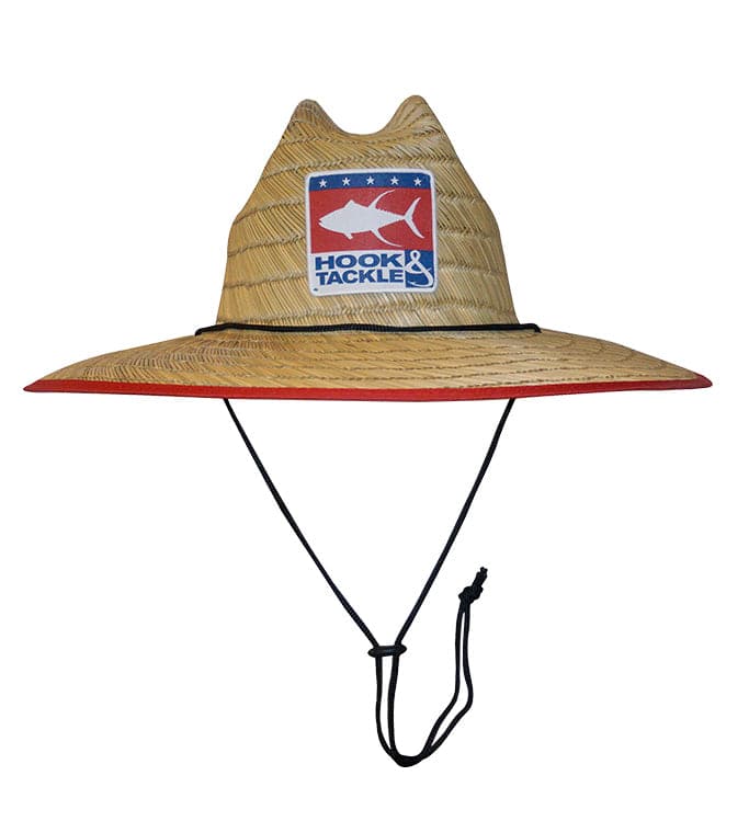 Tuna Print Straw Lifeguard Hat with Patriotic Patch