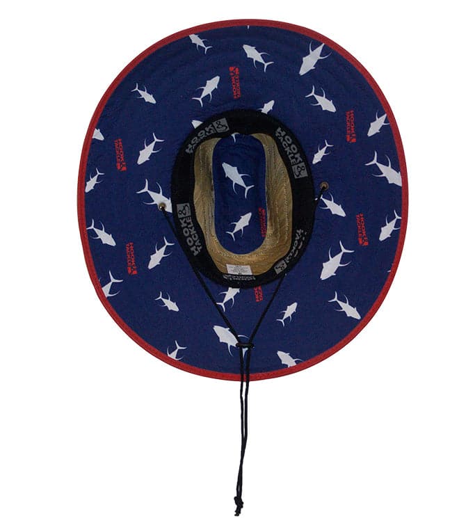 Tuna Print Straw Lifeguard Hat with Patriotic Patch